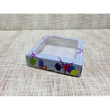 Коробка 14х14х3.5 см, картон, с окошком, "Праздник" - 25 шт(упак)