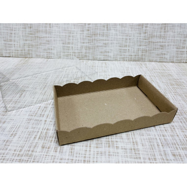 Коробка 18х11х3 см, картон, с прозрачной крышкой и ажурным краем, "Балахна" - 25 шт(упак)