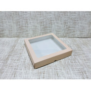 Коробка 20х20х3.5 см, картон, с окошком, "Пыльная роза" - 25 шт(упак)