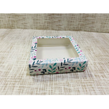 Коробка 14х14х3.5 см, картон, с окошком, "Веточки" - 25 шт(упак)